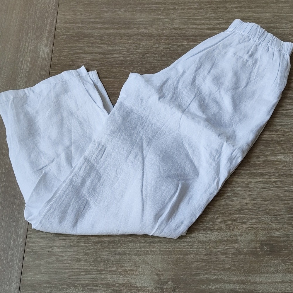 Quince European Linen Pleated Trouser White Size 4 New With Tags - Picture 11 of 14